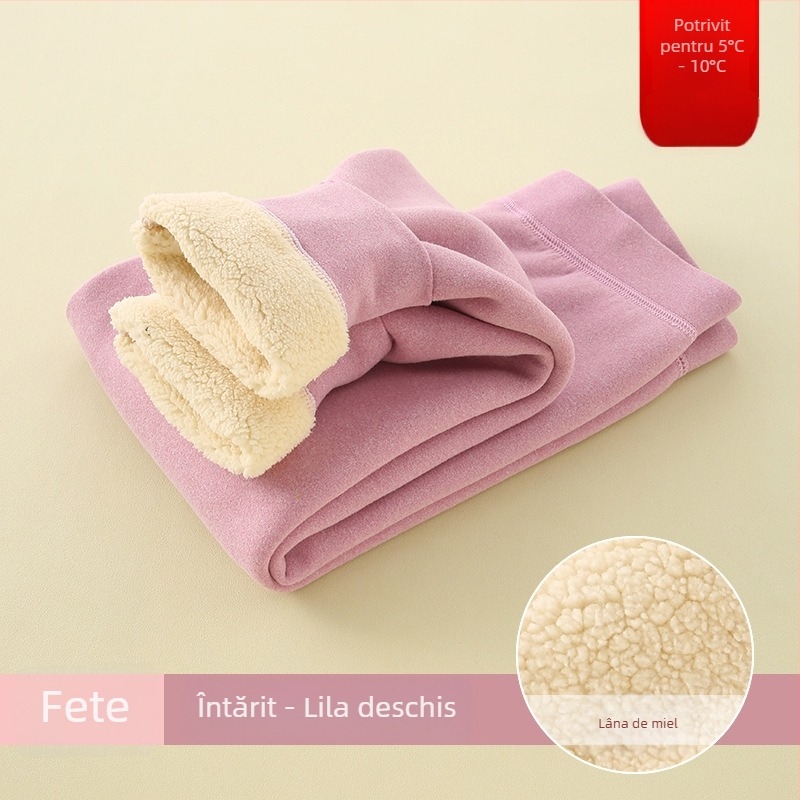 Pantaloni pentru copii cu căptușeală fleece, calzi, talie înaltă, pentru toamnă-iarna (căptușeală fleece; talie înaltă; 8+ ani; unisex)