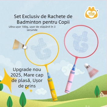 Set badminton pentru copii – ultra-ușor, 95–100 g; cadru din aliaj de fier; lovire directă; pentru copii; joc în aer liber