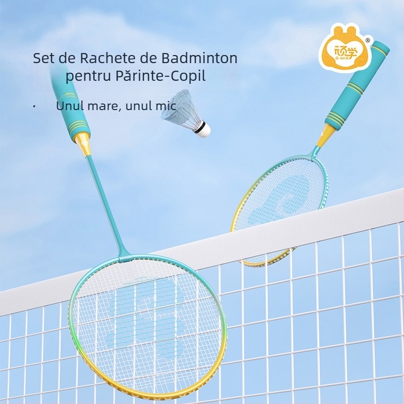 Set badminton pentru copii – ultra-ușor, 95–100 g; cadru din aliaj de fier; lovire directă; pentru copii; joc în aer liber