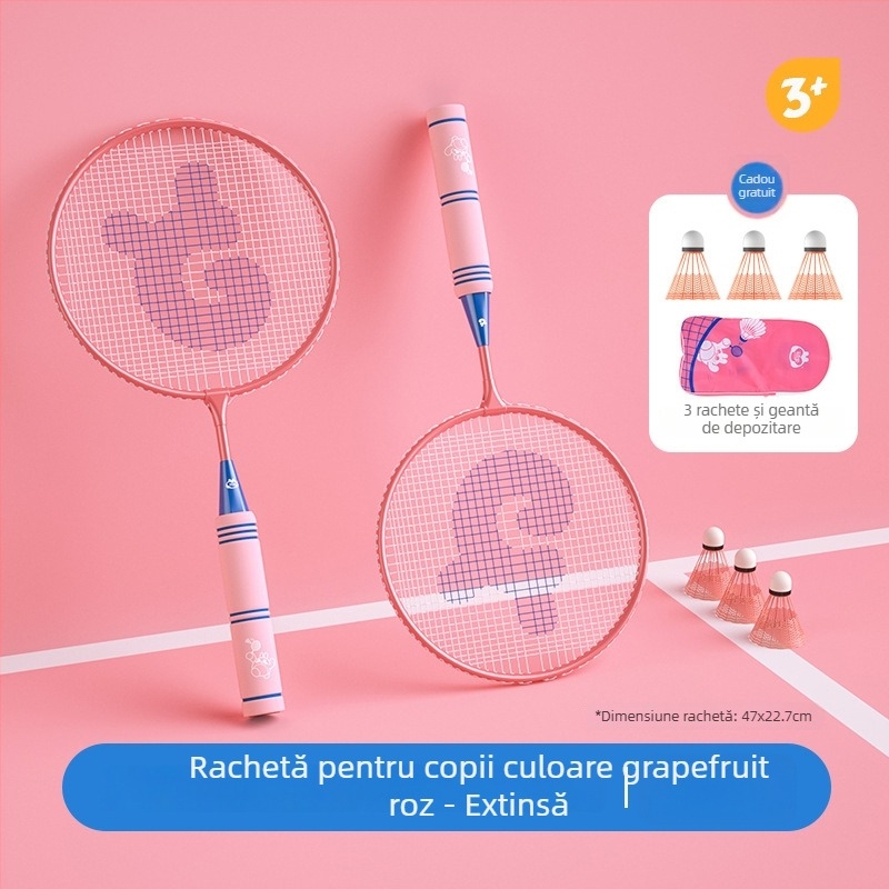 Set badminton pentru copii – ultra-ușor, 95–100 g; cadru din aliaj de fier; lovire directă; pentru copii; joc în aer liber