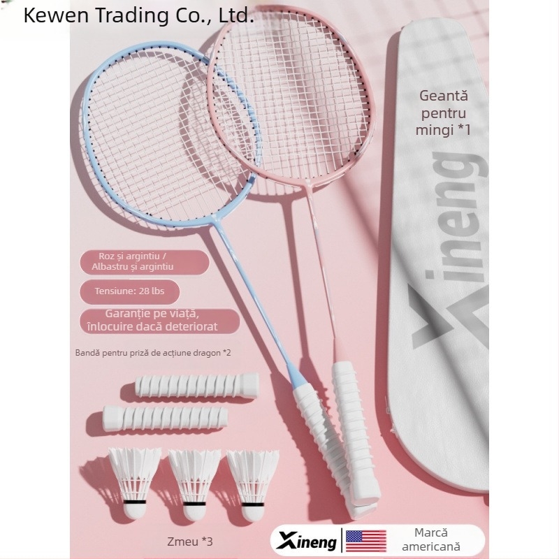 Rachetă de badminton – Kewen, cadru din fibră de carbon, greutate 75–79 g, grosime mâner G-3, duritate moderată