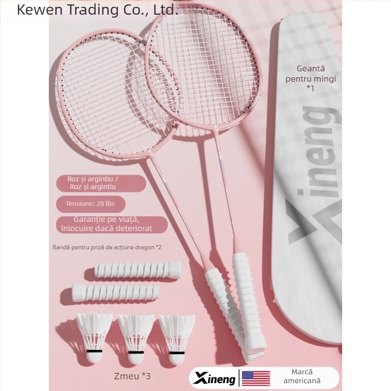 Rachetă de badminton – Kewen, cadru din fibră de carbon, greutate 75–79 g, grosime mâner G-3, duritate moderată