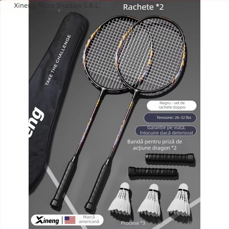 Rachetă de badminton – Kewen, cadru din fibră de carbon, greutate 75–79 g, grosime mâner G-3, duritate moderată