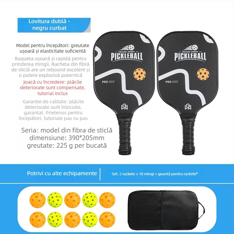 Set paletă pickleball din fibră de sticlă, nucleu honeycomb, brand Ugin, greutate 500 g
