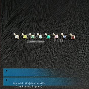 Set de bijuterii piercing din aliaj de titan cu zirconiu – cercei geometrici unisex, studs pentru nas și buze, filet intern, puritate G23