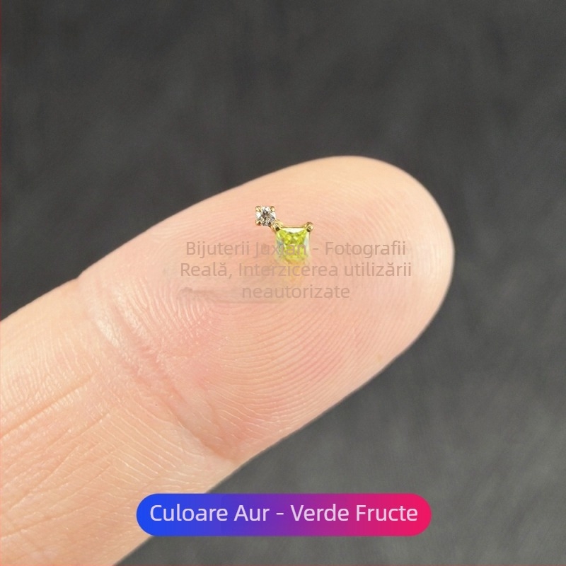 Set de bijuterii piercing din aliaj de titan cu zirconiu – cercei geometrici unisex, studs pentru nas și buze, filet intern, puritate G23