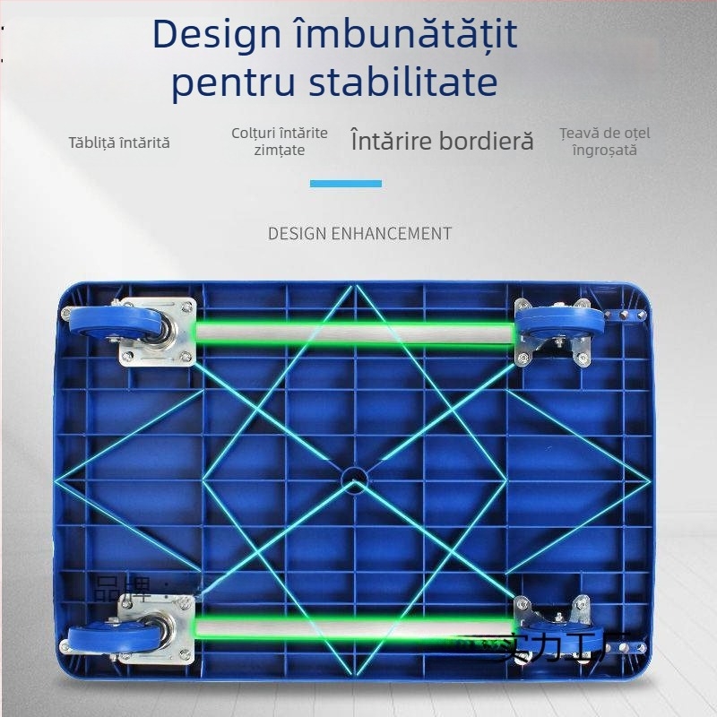 Căruț manual multifuncțional cu platformă plată pliabilă; alamă + oțel alb electroplacat; încrustare cu argint; ediție de iarnă 2022