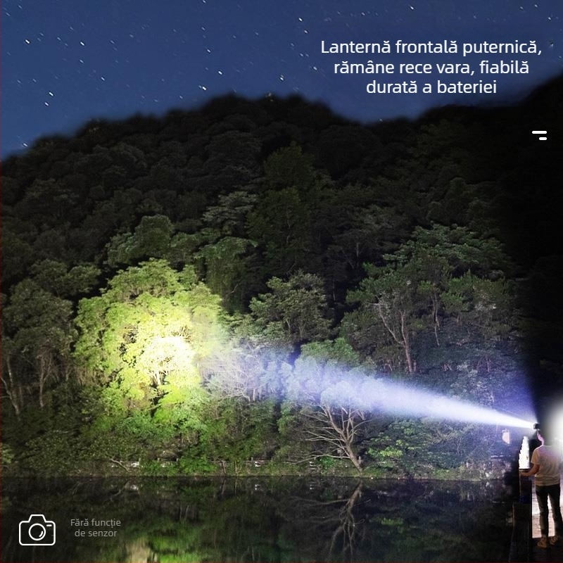 Lampa frontală 985 — baterie 18650, impermeabilă, rază de iluminare 1000 m, autonomie 24 h