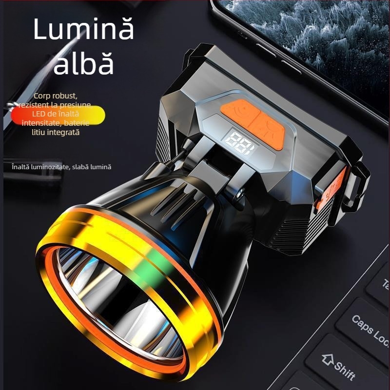 Lampa frontală 985 — baterie 18650, impermeabilă, rază de iluminare 1000 m, autonomie 24 h