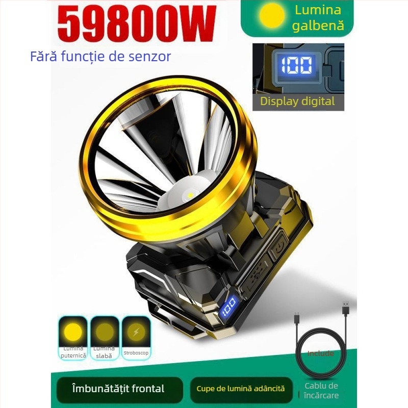 Lampa frontală 985 — baterie 18650, impermeabilă, rază de iluminare 1000 m, autonomie 24 h