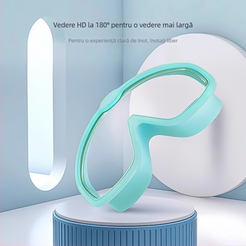 Set ochelari de înot pentru copii, cu ramă mare și șapcă, lentile PC, anti-fog, impermeabili