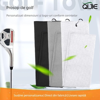 Prosop de golf din microfibră, model cu textură waffle, 260 g, țesătură simplă, logo imprimat.