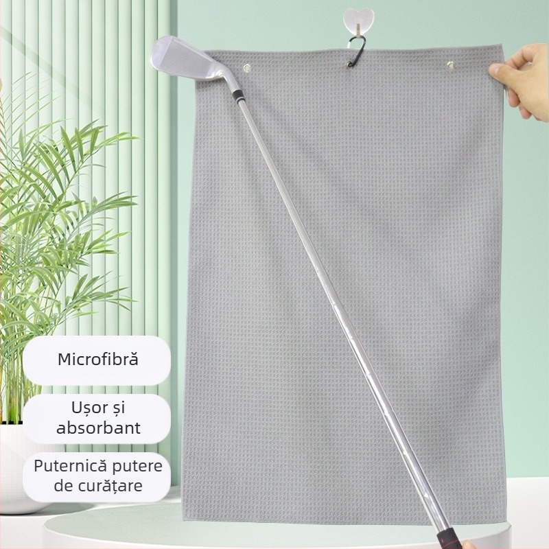 Prosop de golf din microfibră, model cu textură waffle, 260 g, țesătură simplă, logo imprimat.