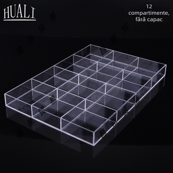 Cutie de depozitare pentru bijuterii cu compartimente în grilă, transparent, praf protejat, material hârtie, stil pastoral