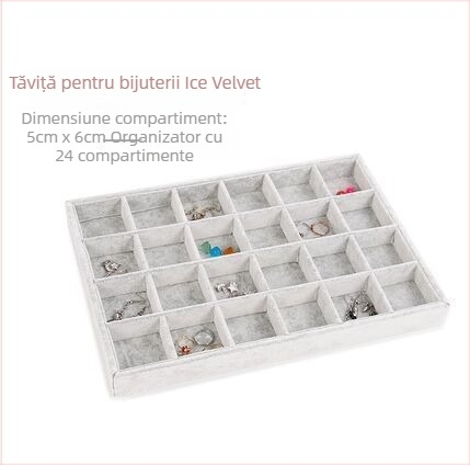 Cutie de depozitare pentru bijuterii cu compartimente în grilă, transparent, praf protejat, material hârtie, stil pastoral