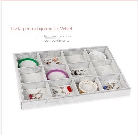 Cutie de depozitare pentru bijuterii cu compartimente în grilă, transparent, praf protejat, material hârtie, stil pastoral