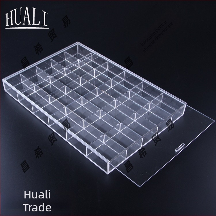 Cutie de depozitare pentru bijuterii cu compartimente în grilă, transparent, praf protejat, material hârtie, stil pastoral