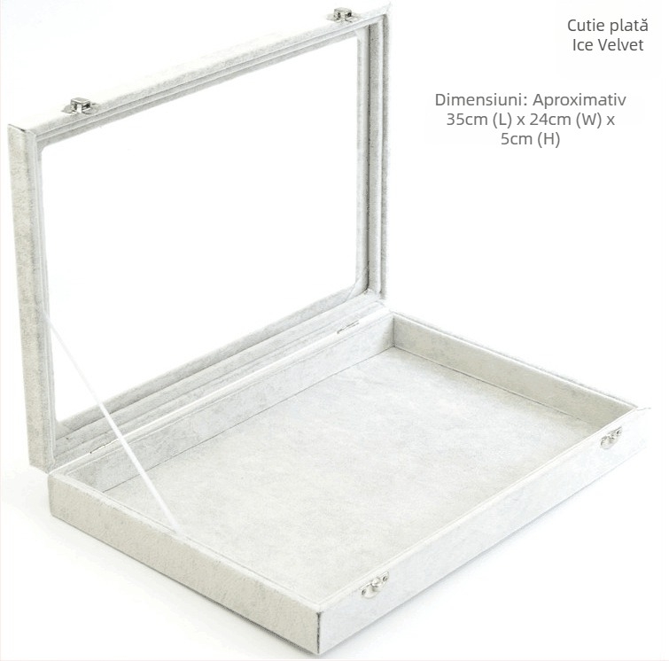 Cutie de depozitare pentru bijuterii cu compartimente în grilă, transparent, praf protejat, material hârtie, stil pastoral