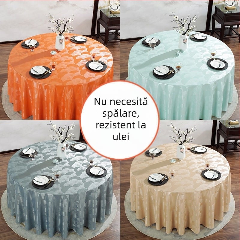 Față de masă rotundă din PVC – impermeabilă, rezistentă la ulei, anti-alunecare, stil hotelier