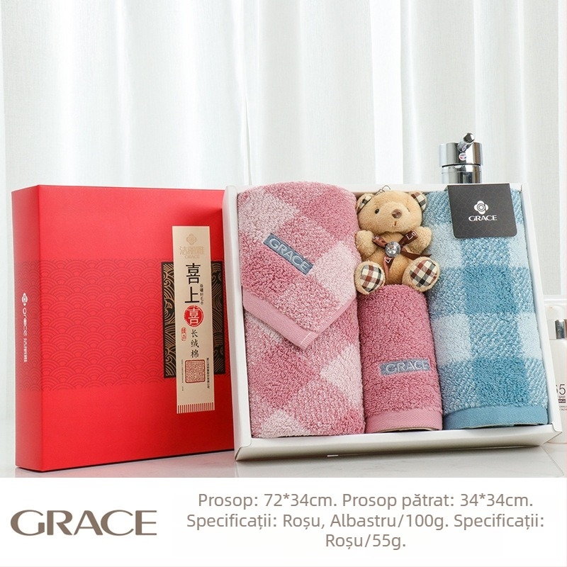 Set prosoape în cutie cadou, din bumbac 100%, 100 g, cu imprimare a logo-ului, personalizabil