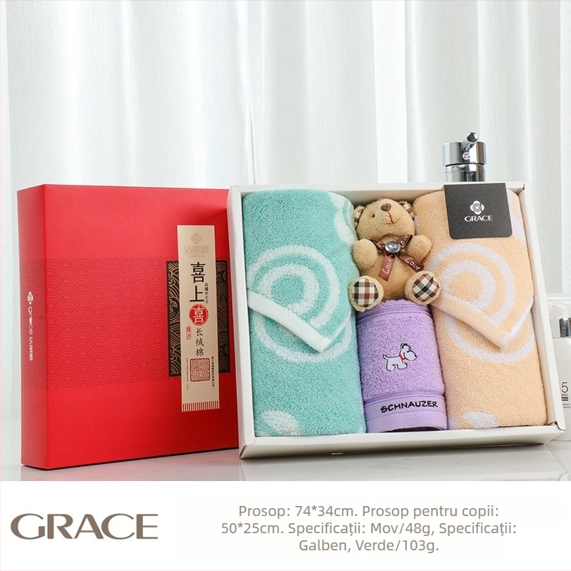 Set prosoape în cutie cadou, din bumbac 100%, 100 g, cu imprimare a logo-ului, personalizabil