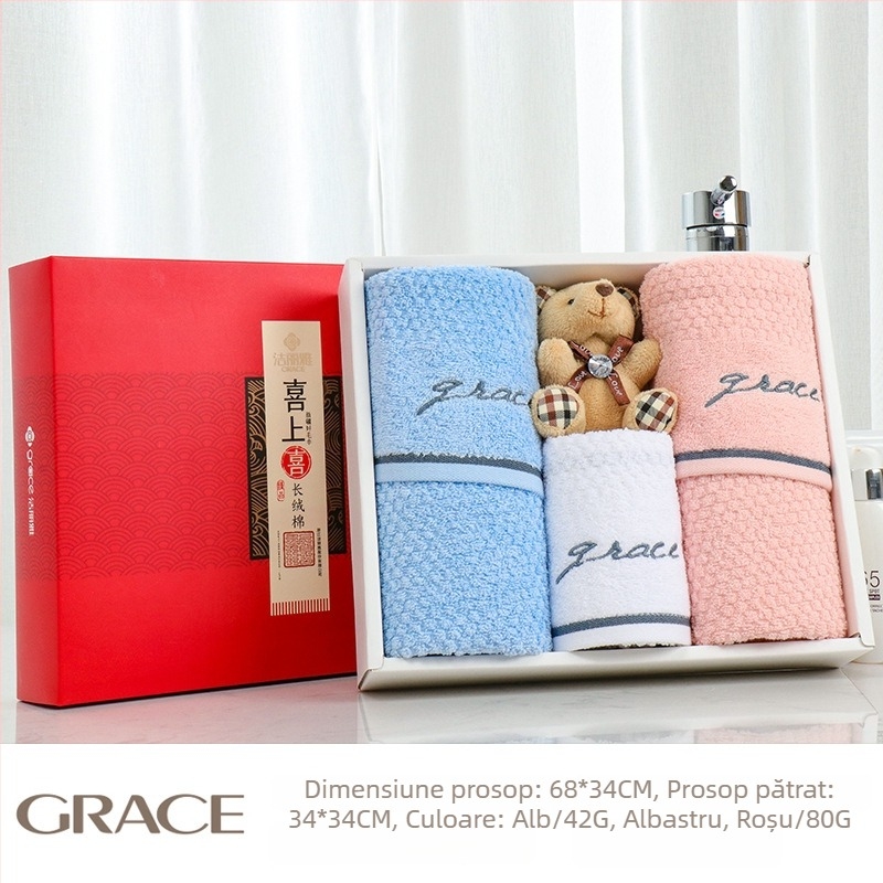 Set prosoape în cutie cadou, din bumbac 100%, 100 g, cu imprimare a logo-ului, personalizabil