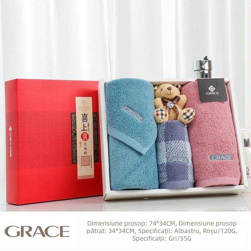 Set prosoape în cutie cadou, din bumbac 100%, 100 g, cu imprimare a logo-ului, personalizabil