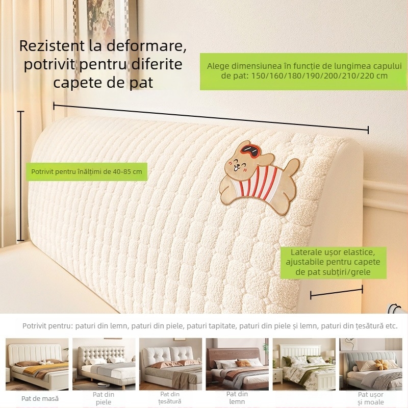 Husă pentru capul patului din Cloud Velvet, elastică, compatibilă universal cu paturile din lemn, detașabilă și lavabilă la mașina de spălat