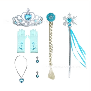 Set accesorii prințesa Sofia: coroană, baghetă magică și mănuși; cristale citrine, material plastic/rezin
