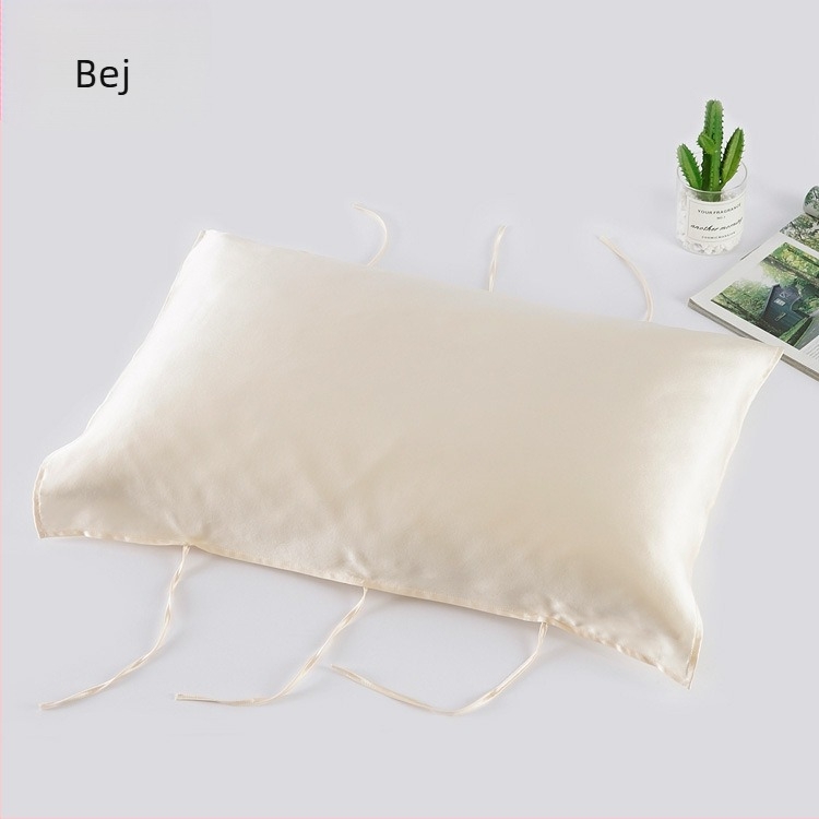 Prosop de pernă din mătase Mulberry, 30 Momme, cu șnur, 100% mătase, îngrijire păr, somn confortabil