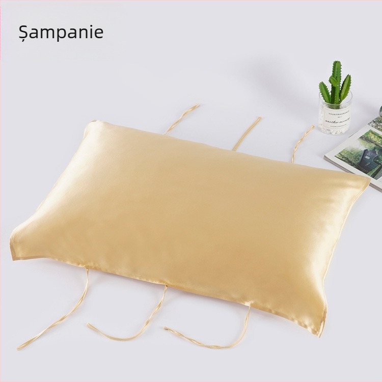 Prosop de pernă din mătase Mulberry, 30 Momme, cu șnur, 100% mătase, îngrijire păr, somn confortabil