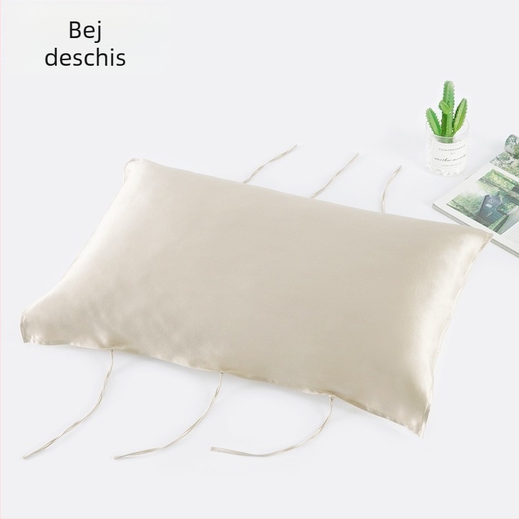 Prosop de pernă din mătase Mulberry, 30 Momme, cu șnur, 100% mătase, îngrijire păr, somn confortabil