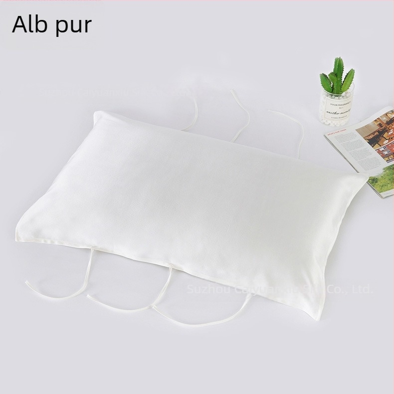 Prosop de pernă din mătase Mulberry, 30 Momme, cu șnur, 100% mătase, îngrijire păr, somn confortabil