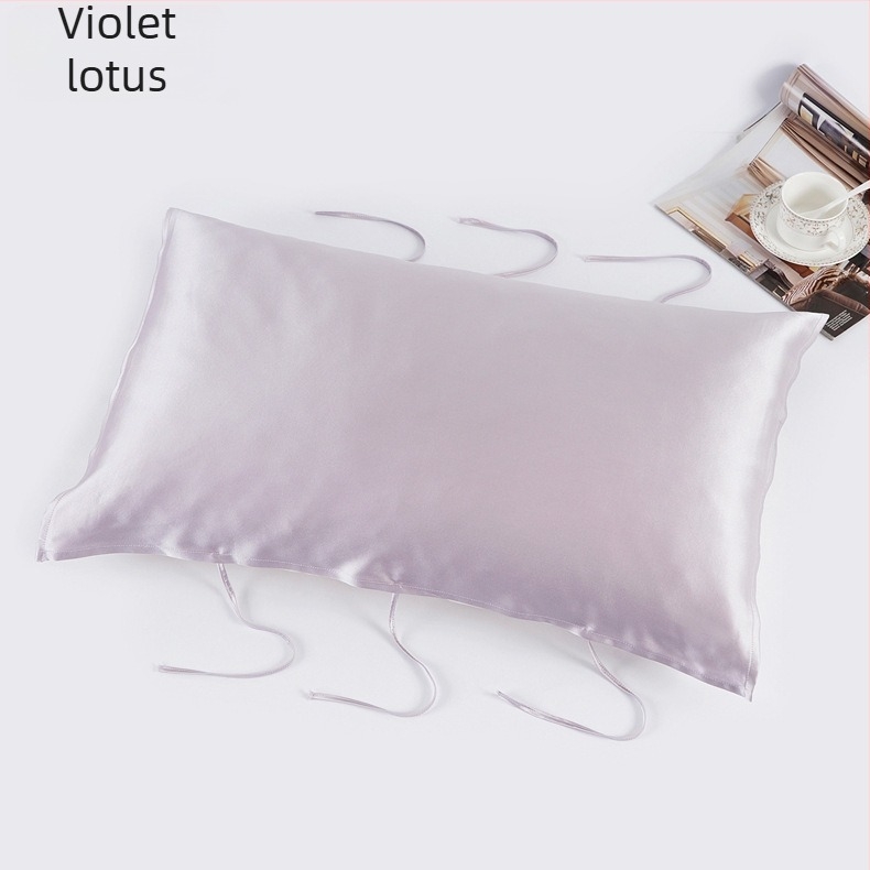 Prosop de pernă din mătase Mulberry, 30 Momme, cu șnur, 100% mătase, îngrijire păr, somn confortabil