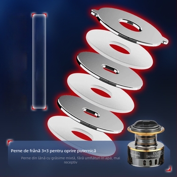 Mulinetă de pescuit spinning cu corp metalic, tambur adânc, frână frontală, mâner reversibil pentru stânga/dreapta, potrivită pentru pescuit în mare și stâncos