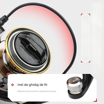 Mulinetă de pescuit spinning cu corp metalic, tambur adânc, frână frontală, mâner reversibil pentru stânga/dreapta, potrivită pentru pescuit în mare și stâncos