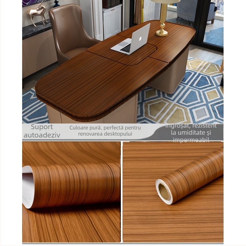 Folie autoadezivă cu textură lemn pentru renovarea ușilor și mobilierului — impermeabilă și rezistentă la umezeală, decor pentru dulapuri și suprafețe