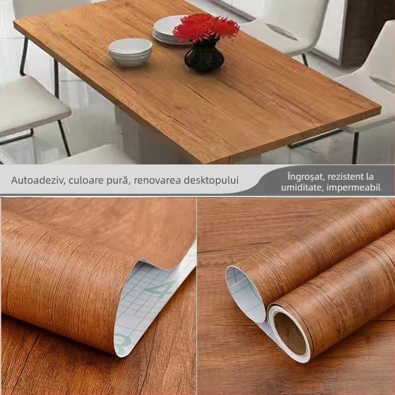 Folie autoadezivă cu textură lemn pentru renovarea ușilor și mobilierului — impermeabilă și rezistentă la umezeală, decor pentru dulapuri și suprafețe