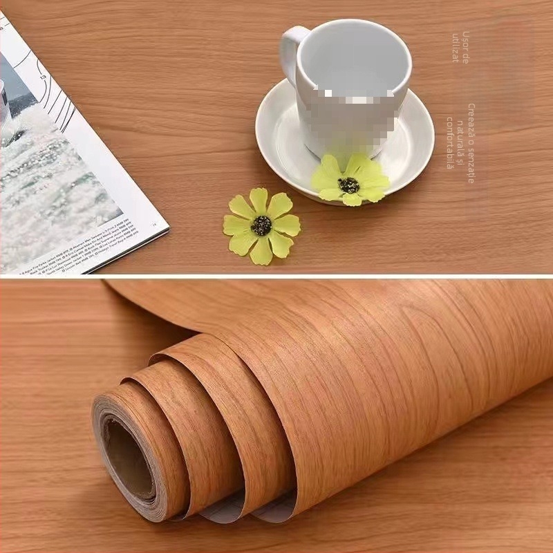 Folie autoadezivă cu textură lemn pentru renovarea ușilor și mobilierului — impermeabilă și rezistentă la umezeală, decor pentru dulapuri și suprafețe