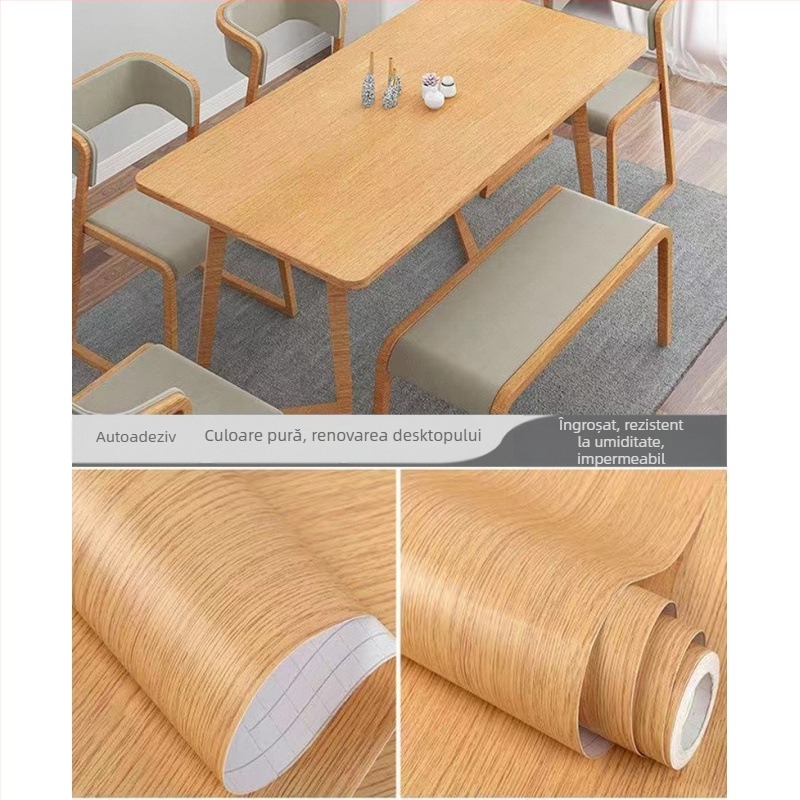 Folie autoadezivă cu textură lemn pentru renovarea ușilor și mobilierului — impermeabilă și rezistentă la umezeală, decor pentru dulapuri și suprafețe