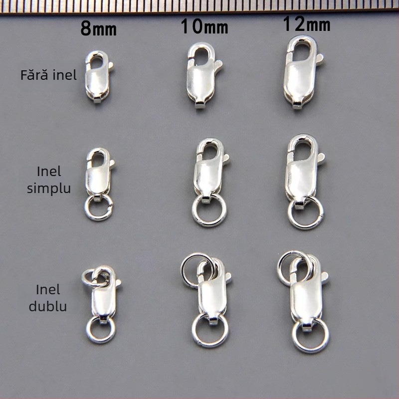 Încuietoare pentru bijuterii din argint 925 pur – buton pătrat, electroplating, stil chinezesc nou