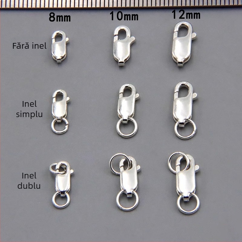 Încuietoare pentru bijuterii din argint 925 pur – buton pătrat, electroplating, stil chinezesc nou