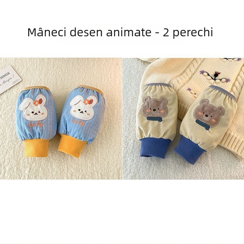 Protecții de mâneci din velur pentru copii, culoare solidă, calde, unisex, pentru vârste 3–8 ani, primăvară