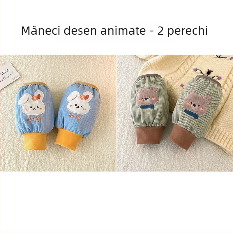 Protecții de mâneci din velur pentru copii, culoare solidă, calde, unisex, pentru vârste 3–8 ani, primăvară