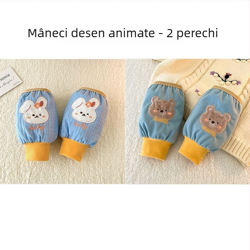 Protecții de mâneci din velur pentru copii, culoare solidă, calde, unisex, pentru vârste 3–8 ani, primăvară