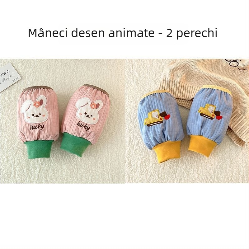 Protecții de mâneci din velur pentru copii, culoare solidă, calde, unisex, pentru vârste 3–8 ani, primăvară