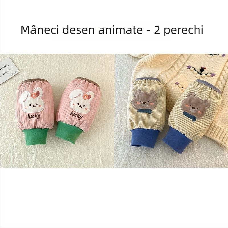 Protecții de mâneci din velur pentru copii, culoare solidă, calde, unisex, pentru vârste 3–8 ani, primăvară