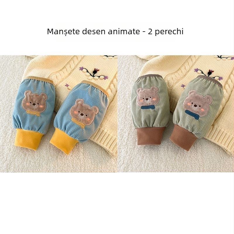Protecții de mâneci din velur pentru copii, culoare solidă, calde, unisex, pentru vârste 3–8 ani, primăvară