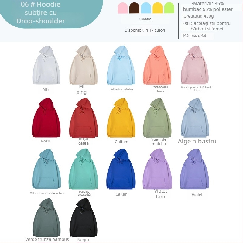 Hanorac din bumbac cu glugă, mâneci lungi, țesătură groasă, imprimare logo personalizată pentru uniforme de clasă, toamnă-iarnă