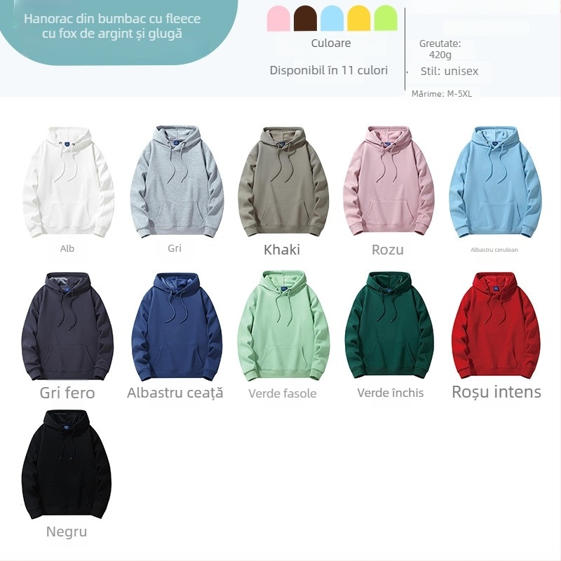 Hanorac din bumbac cu glugă, mâneci lungi, țesătură groasă, imprimare logo personalizată pentru uniforme de clasă, toamnă-iarnă